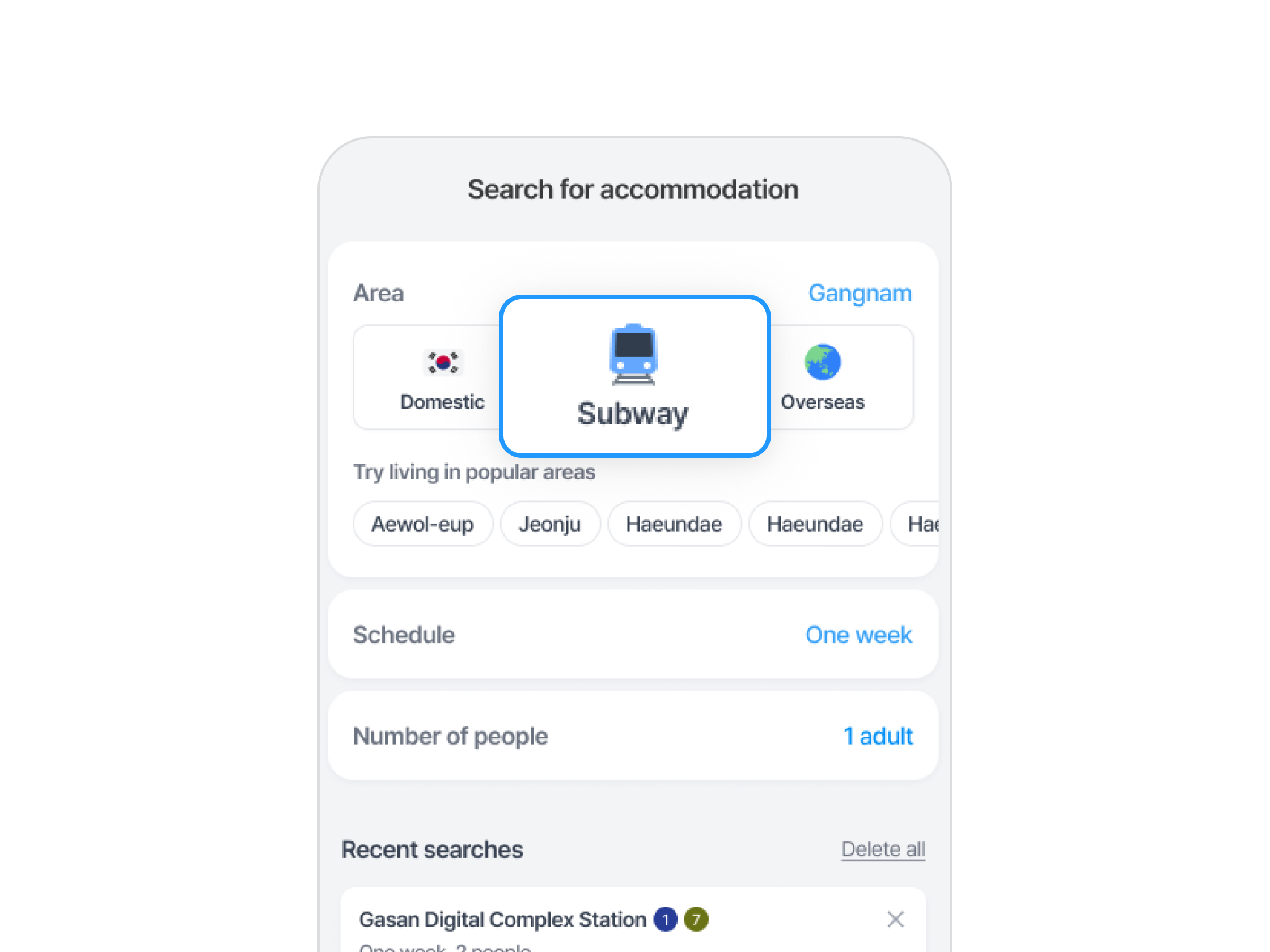 Search by subway station